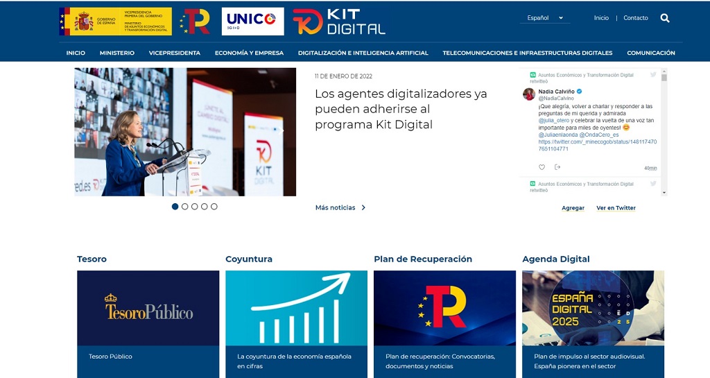 El Ministerio de Asuntos Económicos y Transformación Digital renueva su página web